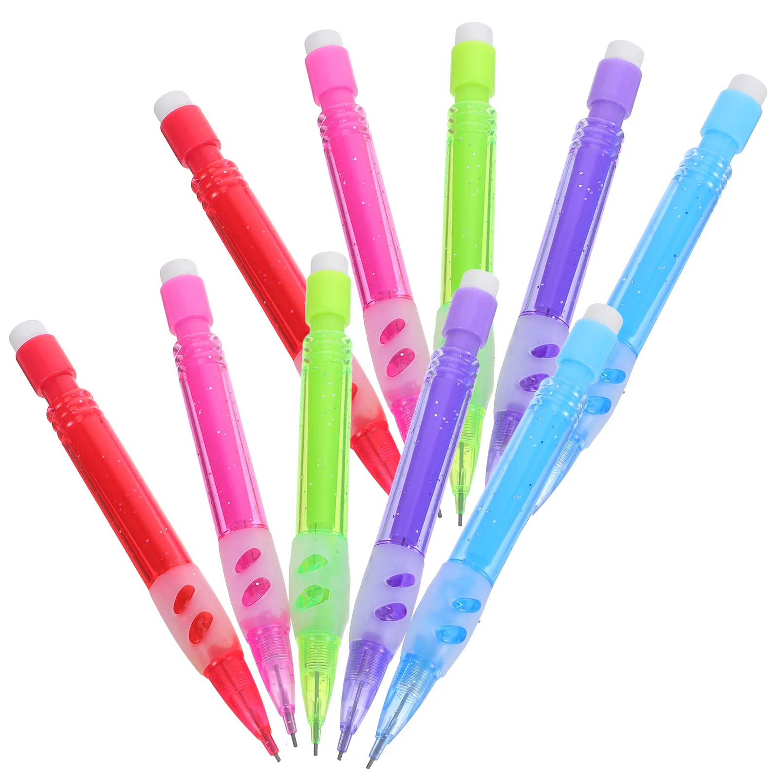 10pcs Mini Mechanical Pencils 0.7Mm Automatic Pencils Eraser Smooth Writing Plastic Pocket Pencil For School Office Kids