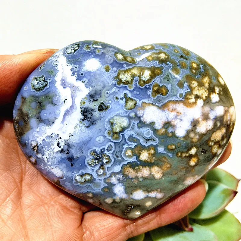 

Natural Stone pretty Ocean Jasper Sea Gem Meditation Energy Heart Sorcerer Exorcism Cures Crystal Home Feng Shui Decoration