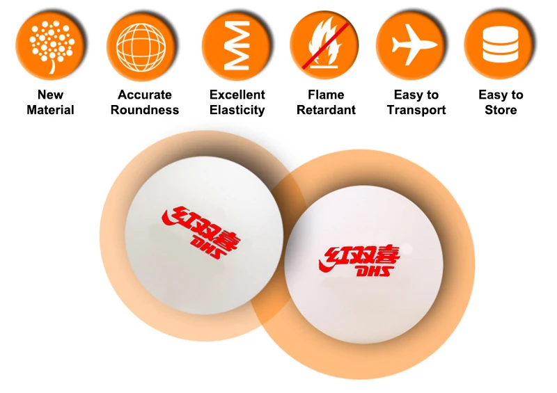 Description Picture 2 of itemDHS D40+ Table Tennis Ball New Material ABS Seamed Table Tennis Ball ITTF Approved Ping Pong Balls for Training Competition