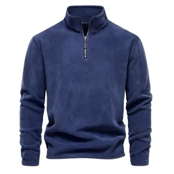 AIOPESON Premium Men's Warm Fleece Pullover Jacket - EUR S 55-65kg (HD08-navy)