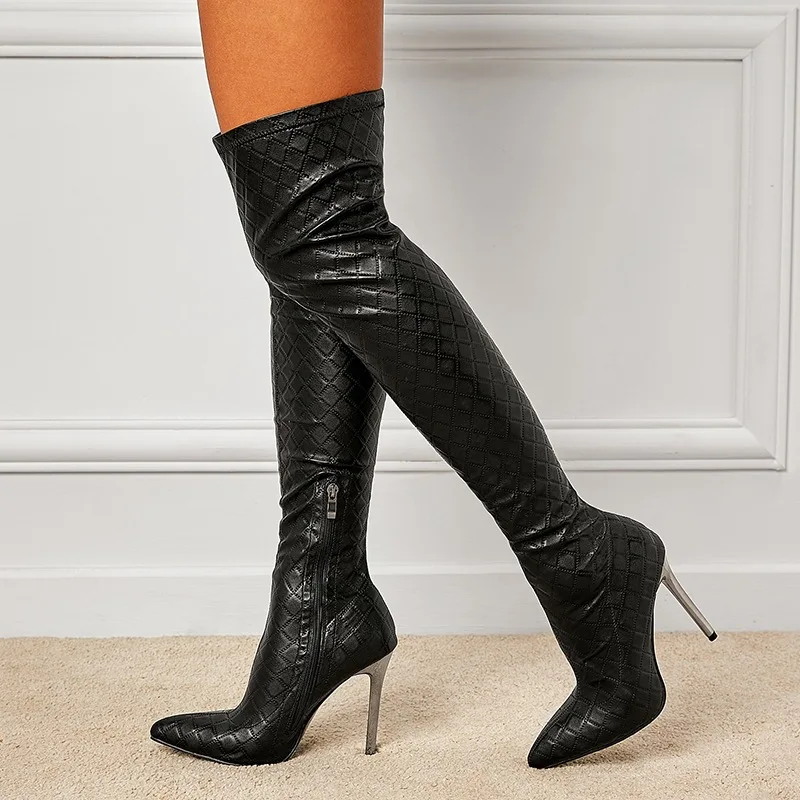 New Sexy Over The Knee Boots Women Thin Heels Pointed Toe Zipper Thigh High Boot Winter Autumn Party High-heeled boots Shoes