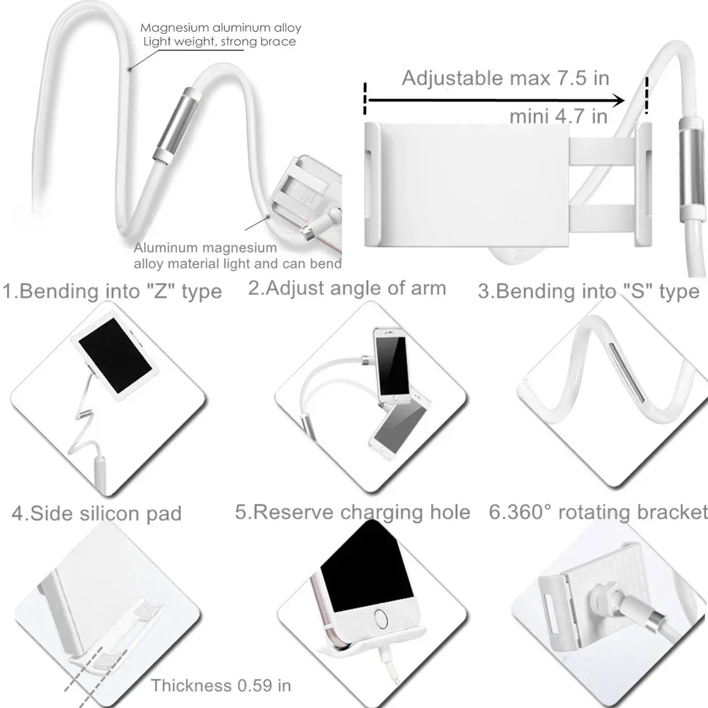 Flexible Long Arm Tablet Stand Holder Bed Desk 5-11&rsquo;&rsquo; Phone Tablet Support Xiaomi Huawei Samsung Teclast IPad Tab Stand