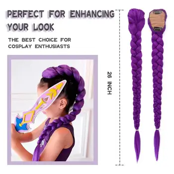 Parrucca Viola per Cosplay di Personaggi Anime KPop per Bambine, Costume Anime, Acconciatura con Coda di Cavallo Lunga 26 Pollici con Clip