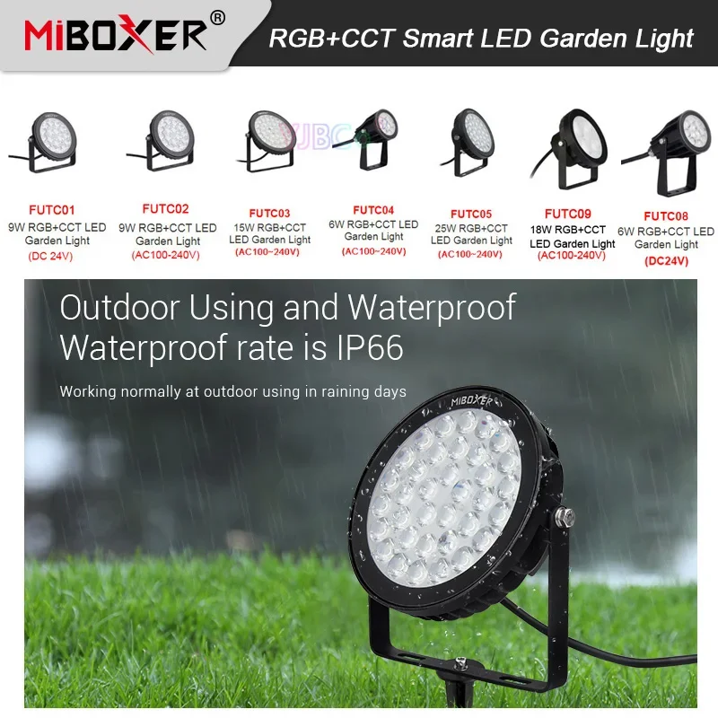 Miboxer Smart RGB+CCT LED Garden Light 6W 9W 15W 18W 25W Lawn Lamp 24V 110V 220V Waterproof Outdoor Lights 2.4G Remote control