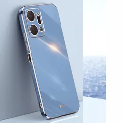 Luxury Plating Square Soft Silicone Phone Case - Premium Back Cover in an Elegant Design for Honor X7A (6D grey)
