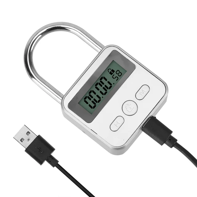 A42Z-Smart Time Lock LCD Display Electronic Timer Switch USB Rechargeable Timer Padlock Travel Electronic Timer 2