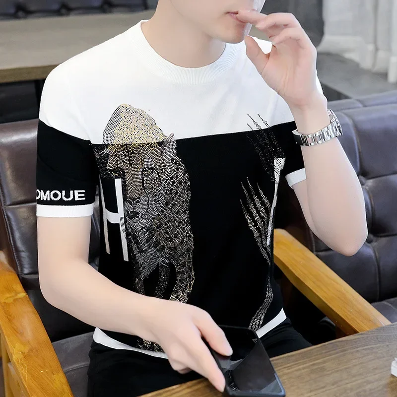 

2023 Summer New Men's T-shirt Casual Fashion High Quality Knitwear Men Clothing