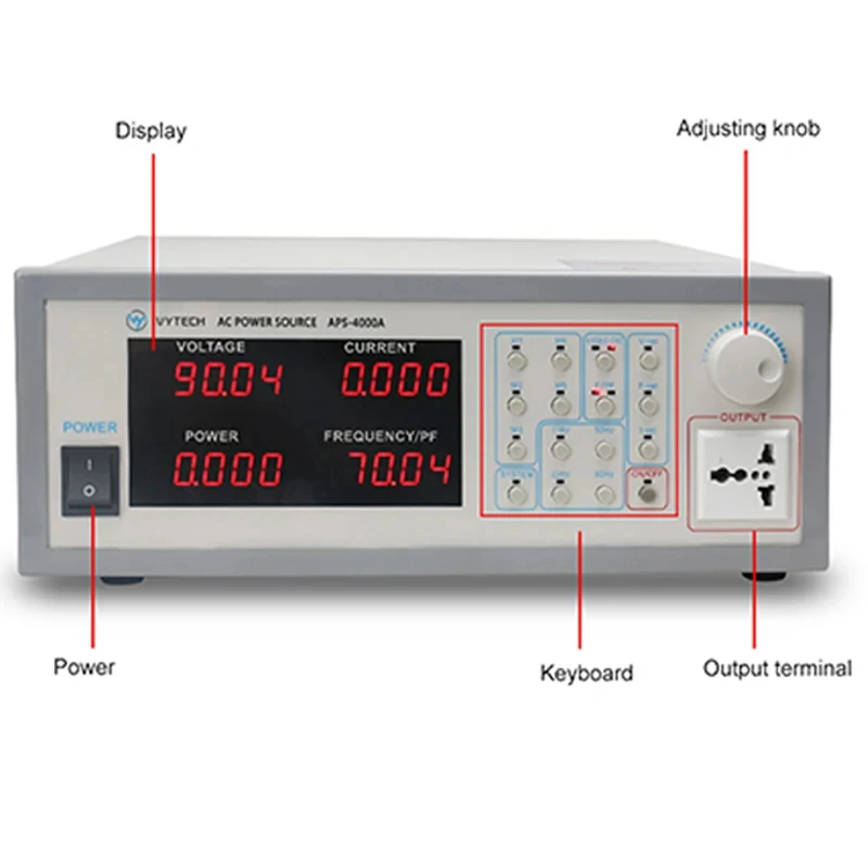AC 전원 공급 장치 가변 저장 1200VA 프로그래밍 가능 전원 공급 장치 0-300V AC 안정화 단상