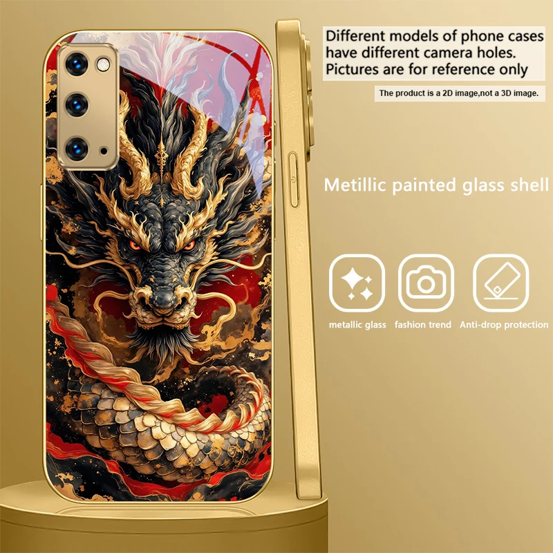 Majestic Golden Eastern Dragon Glass Phone Case