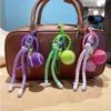 Decorative Colorful Smiling Tennis Car Keychain Creative Backpack Pendant Female Gift Nylon Rope Backpack Decoration 5