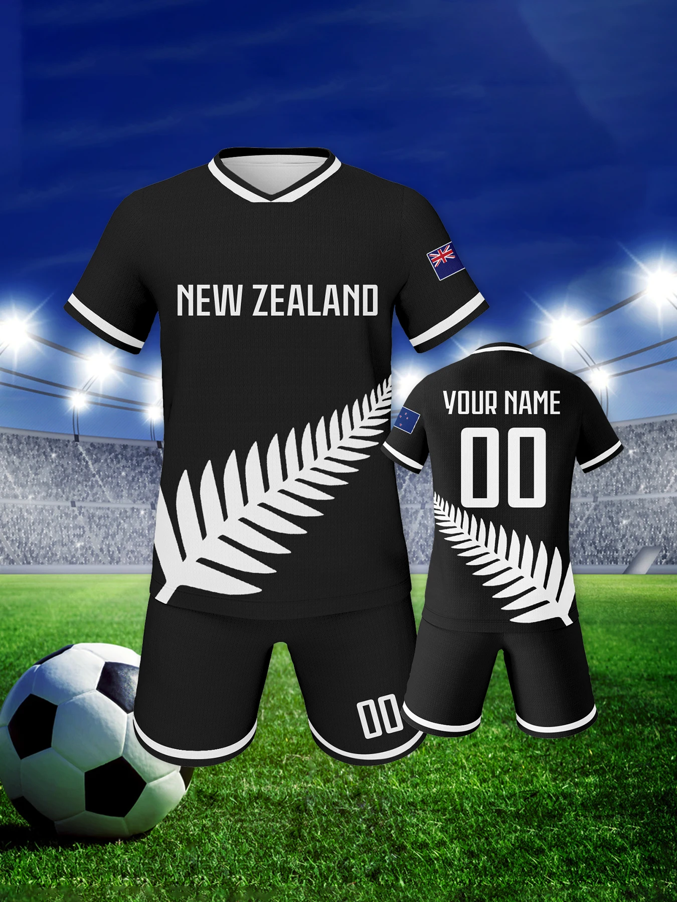 customized kids new zealand soccer kit personalized football set with name & number, breathable national team training uniform Customized Kids New Zealand Soccer Kit Personalized Football Set with Name & Number, Breathable National Team Training Uniform 5