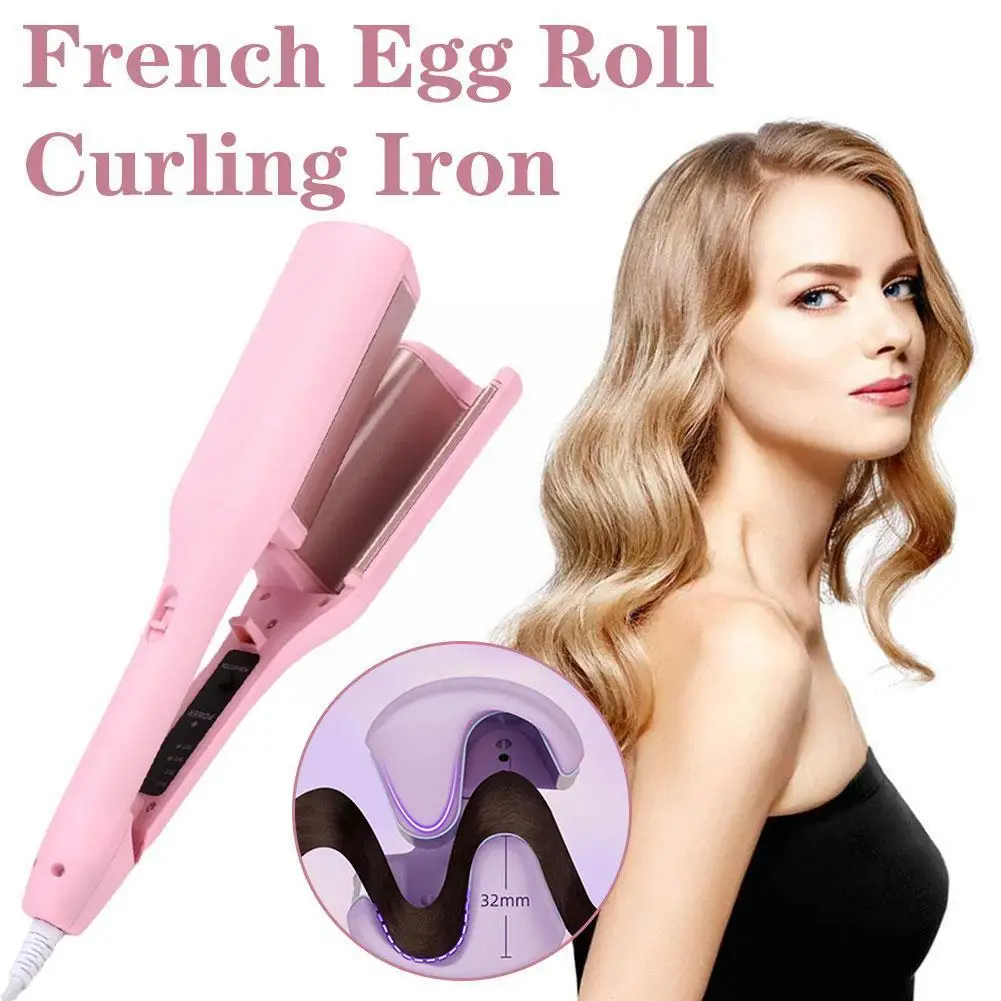 220V Mini Portable French Roll Curling Iron Cute Big Rolls Heating Hair Fast Curler Hair Egg Curler Wave Hair Waver K4N5
