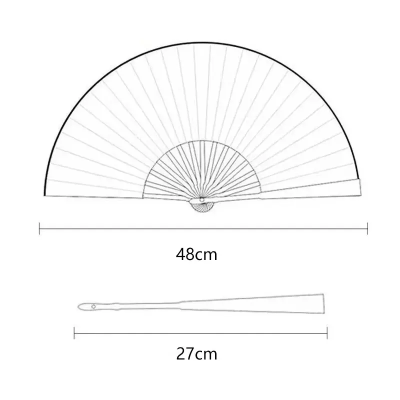 Description Picture 2 of item1Pcs 27cm Folding Silk Vintage Chinese Japanese Hand Held Fan Bamboo Silk Dance Fans With Tassel Art Craft Gift Home Decor
