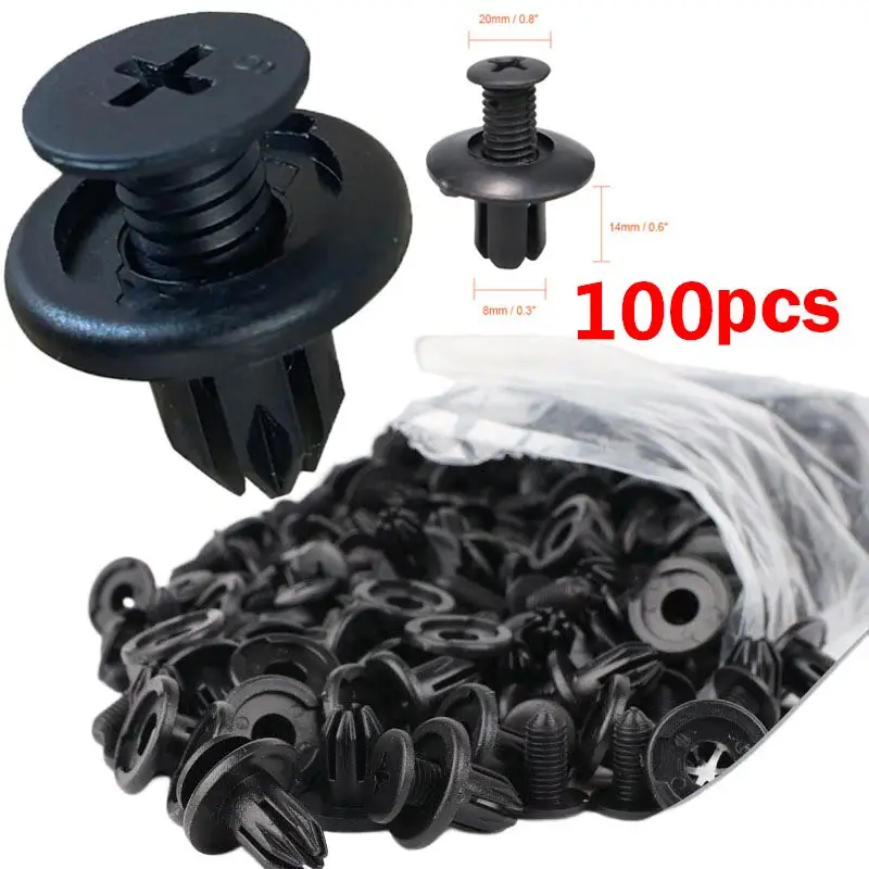 5/100pcs 8mm Plastic Rivets Fasteners Screw Car Bumper Fender Black Rivet Car Fastener Clips for Toyota Focus Kia Nissan Yamaha - Image 7