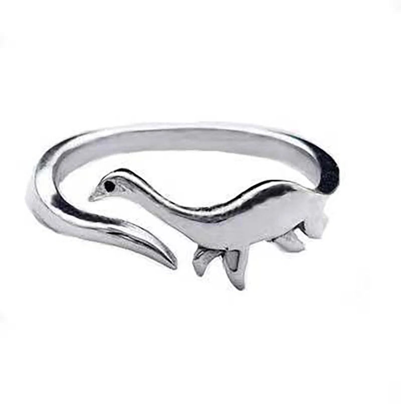 Dinosaur Rings Cute Silver Color Opening Adjustable Rings Best Love Gift Design Animal Shape Ring For Women Men Punk Style 3