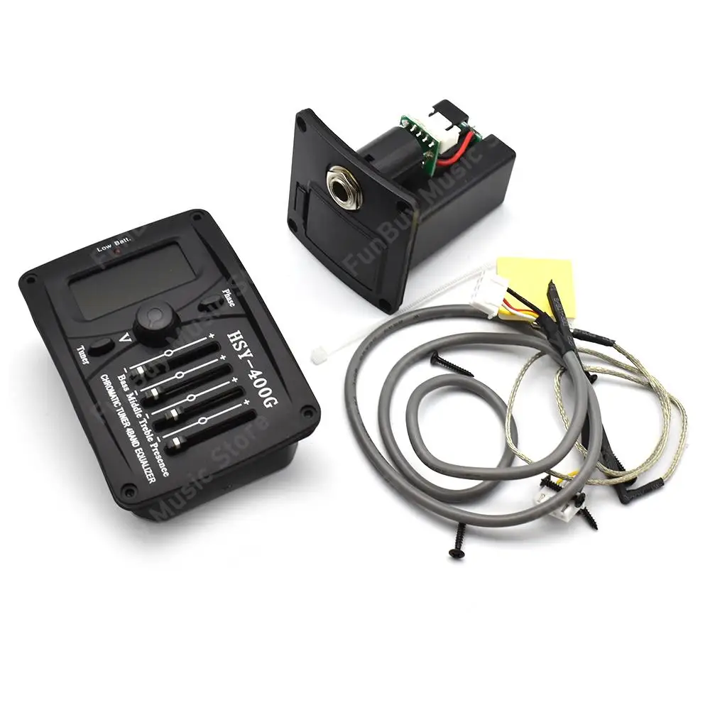 HSY-400G Guitar Pickup Acoustic Guitar Pickup 4 Bands EQ Equalizer Preamp Piezo with LCD Tuner
