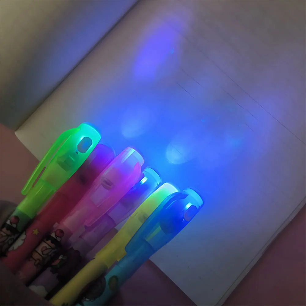 UV 무색 울트라 바이올렛 손전등 마커 펜, 학교 사무실 문구, 매직 LED 라이트, 학생 펜, 마커 펜