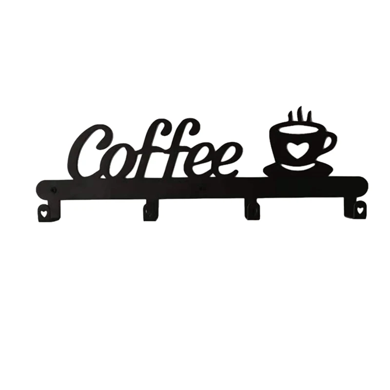 

Coffee Mug Holder Wall Mounted(4 Hooks),Kitchen Or Coffee Bar Decor Sign,For Coffee Mug Hangers Display And Organizer