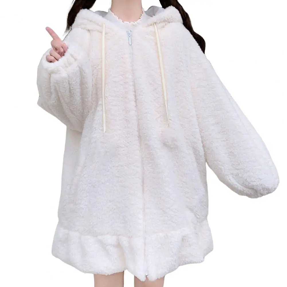 thumbnail image 1 of Sudaderas con capucha de Orejas de conejo Kawaii para mujer, Sudadera con capucha Lolita, sudaderas con cremallera, sudaderas casuales, Harajuku Sudadera con capucha de manga larga, Invierno, 1 of 5