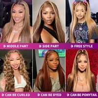 13x4 Hd mettre en évidence perruques couleur dentelle avant perruques de cheveux humains pour les femmes miel blond droite Hd dentelle frontale perruques cheveux humains 6