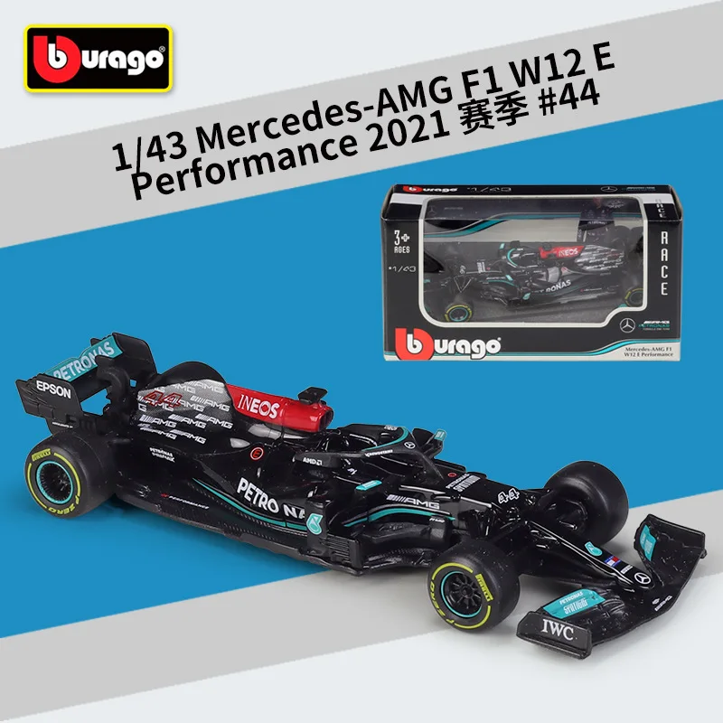 1:43 F1 Formula Racing 2021 Benz AMG W12 E Car Model Simulated Alloy Car Model Toys Decoration Collect Hobbies Boy Birthday Gift