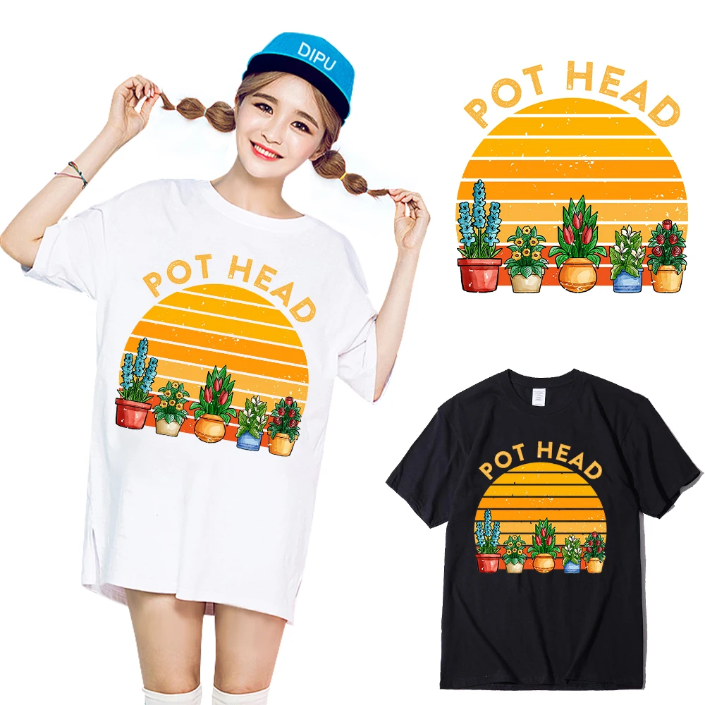 Pot Head Plant Cactus Patch Thermocollant Clothing Pegatinas Para Camisetas Con Plancha Iron On Transfer Designs Patches - AliExpress