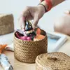 Weaving Snack Storage Box Jute Sundries Storage Baskets With Lids Wardrobe Table Round Gift Box Wicker Seagrass Flower Pot 1