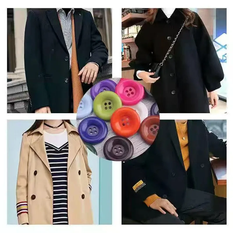 Description Picture 4 of itemNew 18mm Colored Round Resin Button Coat Suit Sweater Button DIY Colored Clothing Accessories