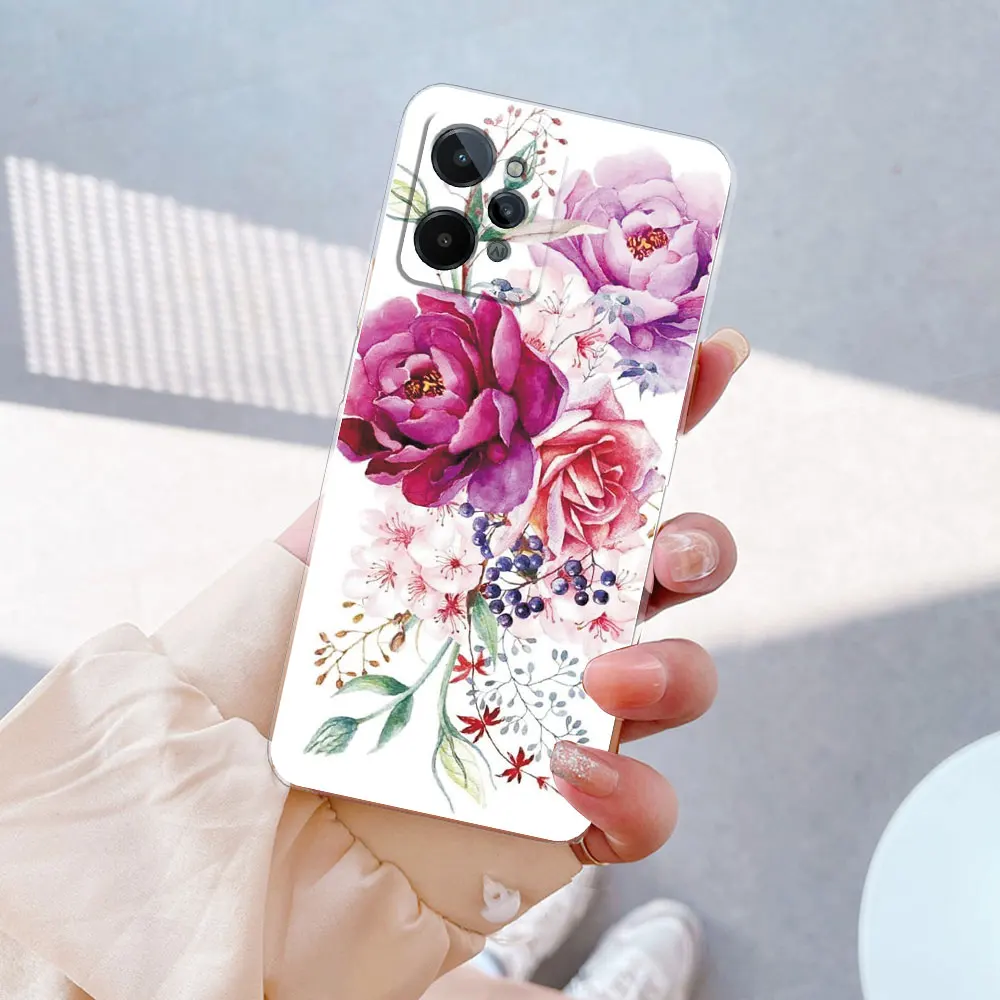 TIANYUE Custodia per Realme C31 Slim Cover Posteriore in Custodia per Telefono in Vetro Sfumato di Colore Protettiva Cover per Realme C31 (Rosa Viola