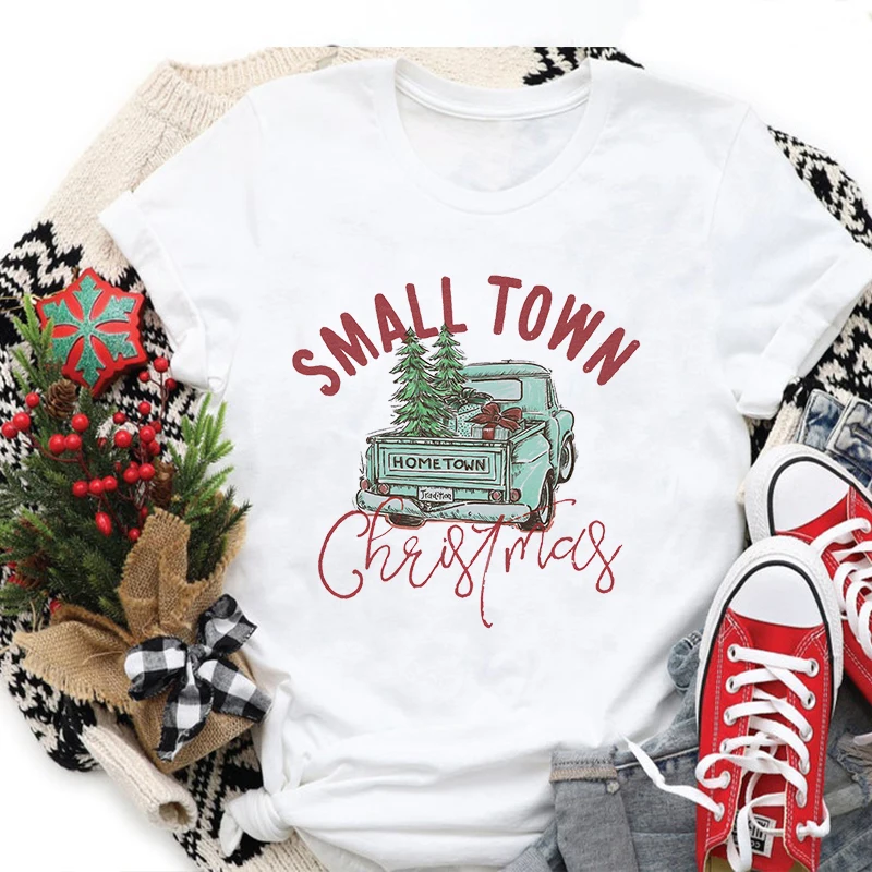 

Городская Рождественская футболка, зимние рождественские топы, рождественские подарки, рубашки для женщин, фермер, Рождественская футболка