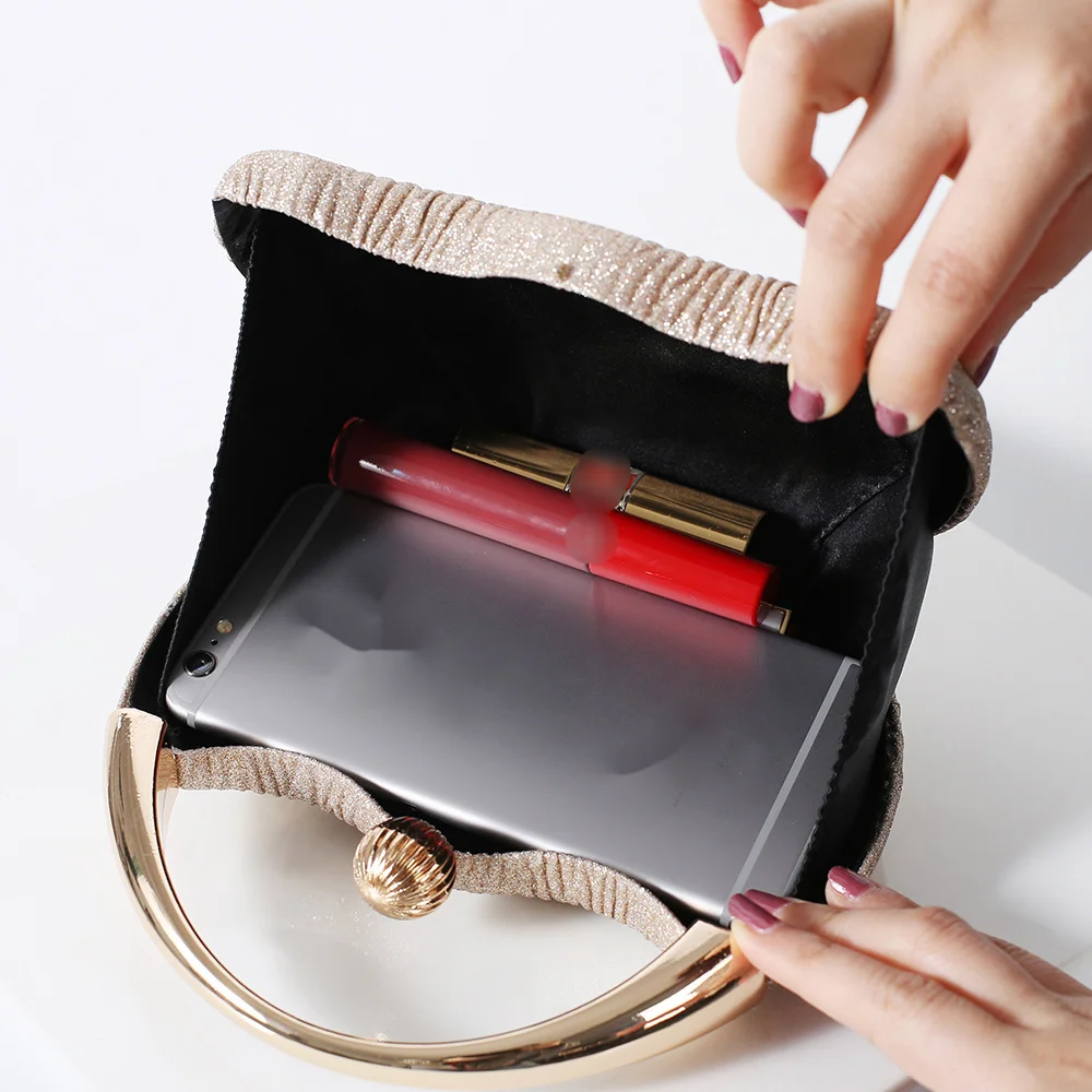 Retro Pink Handheld Banquet Bag Fashion Arc Banquet Bag Wedding Gift Bag Party Nail Bead Bag Evening Dress Bag_ipsvogv.com