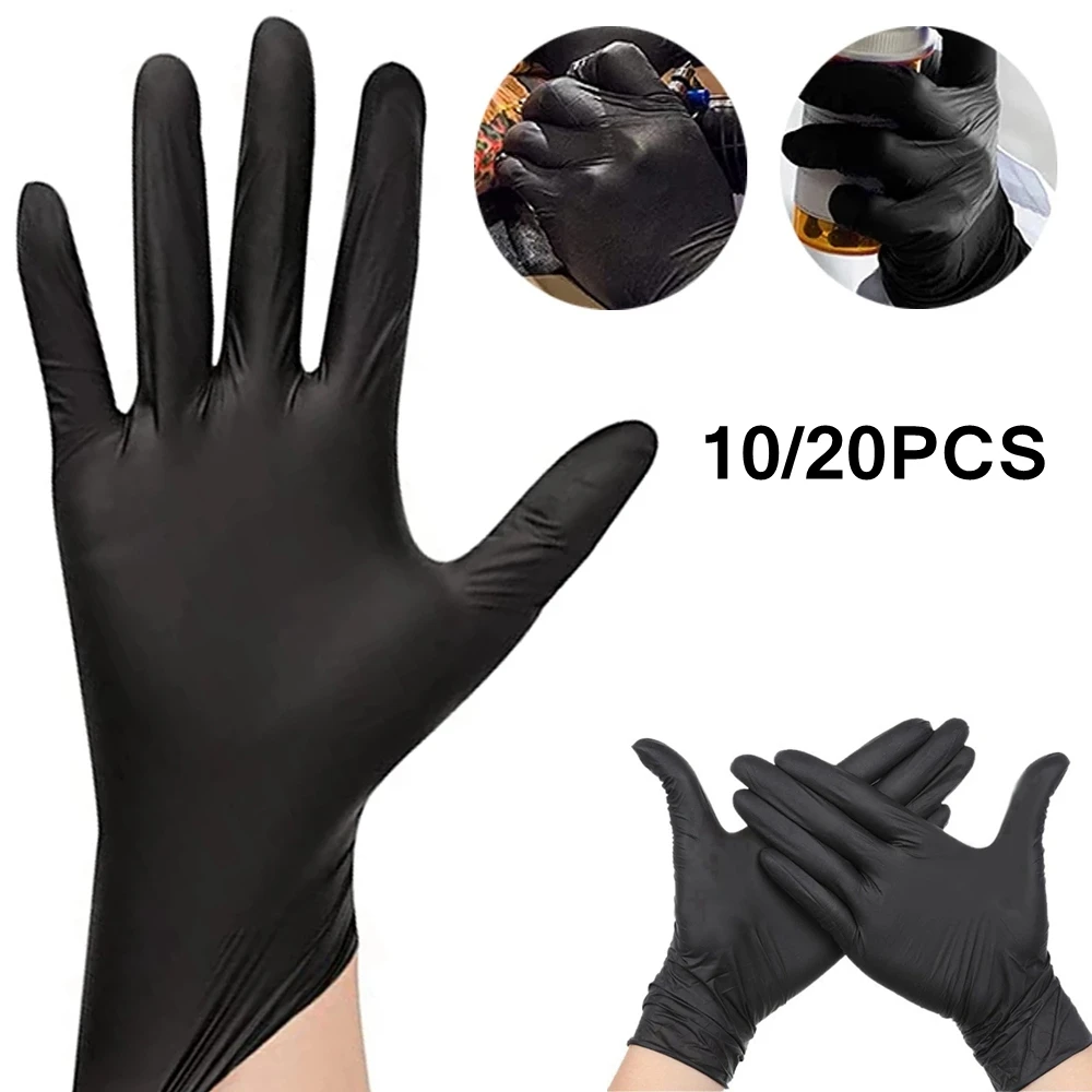 10/20pcs Tattoo Gloves Disposable Nitrile Gloves Black /Blue Latex  S/M/L Gloves for Work Kitchen Clean Tattoo Gloves 100 gloves pieces of transparent vinyl tpe gloves latex free gloves for laboratory work for hairdressing clean work gloves