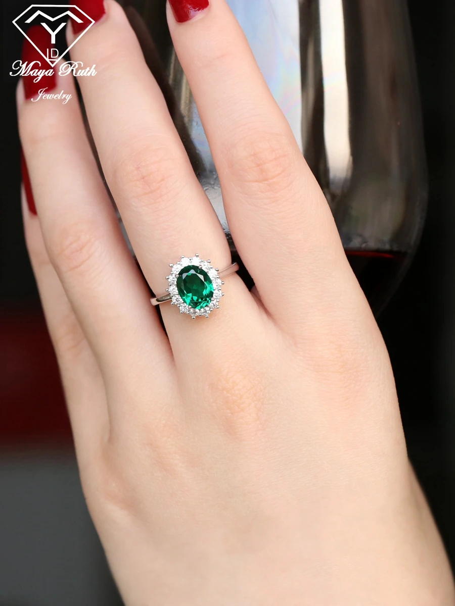 Gem Stone King Orecchini Pendenti In Argento 925 Con Zaffiro Blu Creato Ovale 7x5 Mm E Alone Di Zirconi - Stile Principessa Diana