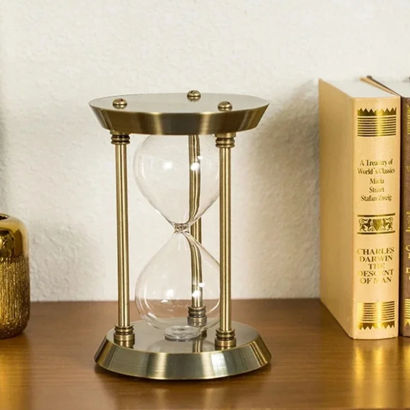 Sand Timer Liquid Hourglass Timer Colored Hourglass European Vintage Empty Hourglass Bottle Handmade Glass Sandglass Creative Metal Timer Sand Clock DIY Home Desktop Decor Gifts