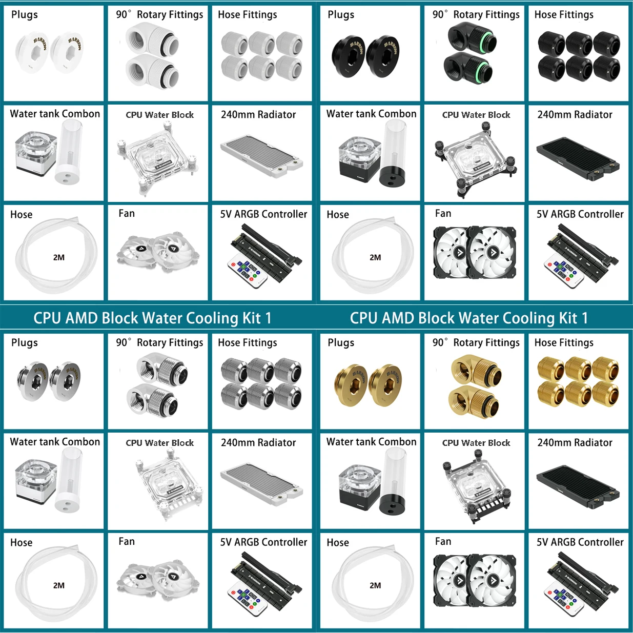 Carriola Cpu Kit Di Raffreddamento Ad Acqua 240 Kit Radiatore Sistema Pc Dispositivo Di Raffreddamento G1/4 'Raccordi Tubo Flessibile