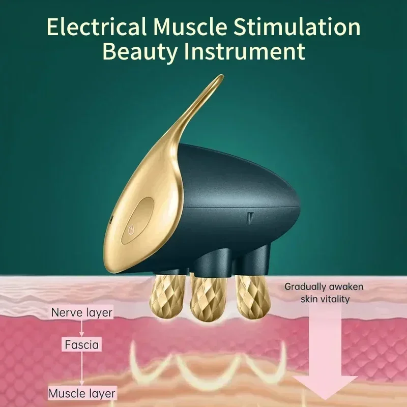 Facial Massager Facial Massage Instrument Beauty Instrument EMS 5 in 1 Facial Massager 4D Massage Head Home Use Facial Device Promote Face Cream Absorption Beauty Tool 5 Light Color Modes