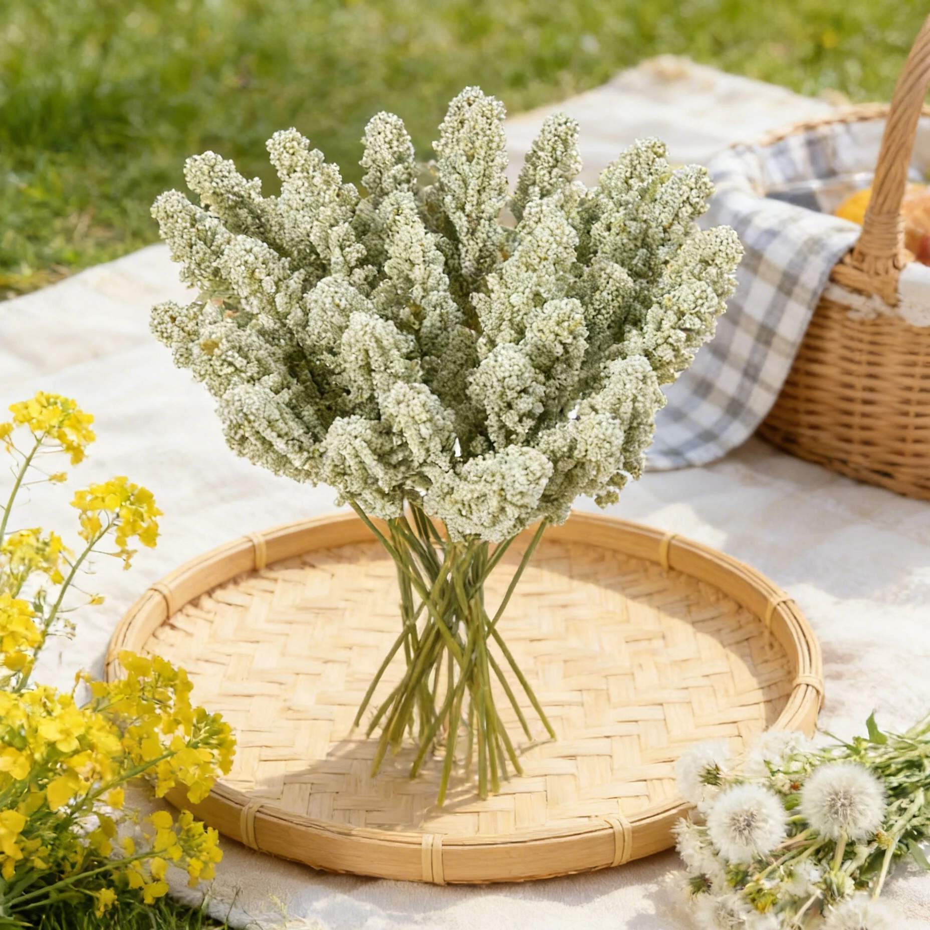 Exquisite Lavender Vase with Artificial Flowers for Home and Event Decoration