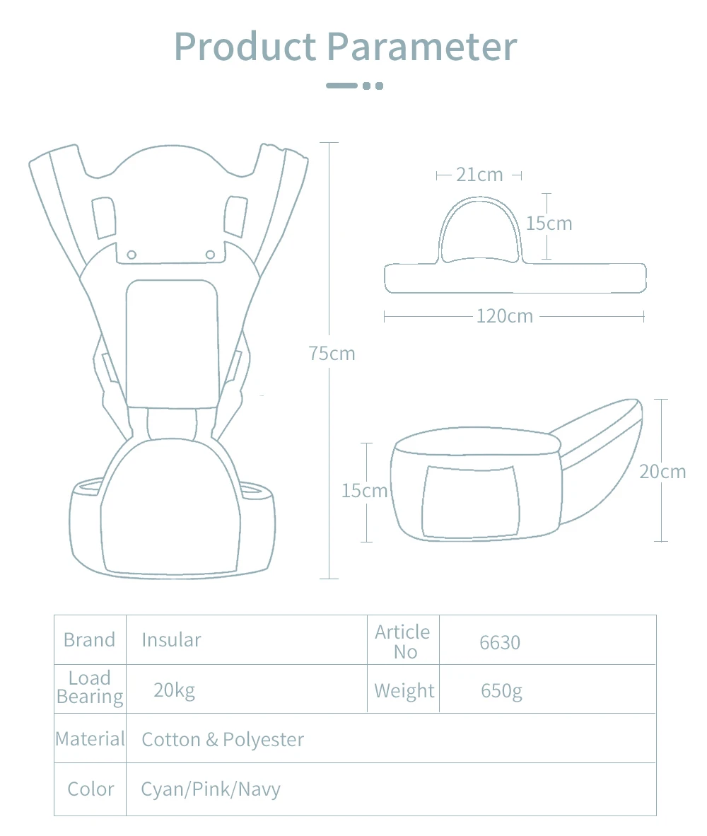 Insular  Ergonomics Baby Carrier Sling Portable Child Backpacks Thickening Shoulders 360 Ergonomic Hoodie Kangaroo 0-36 Months 6