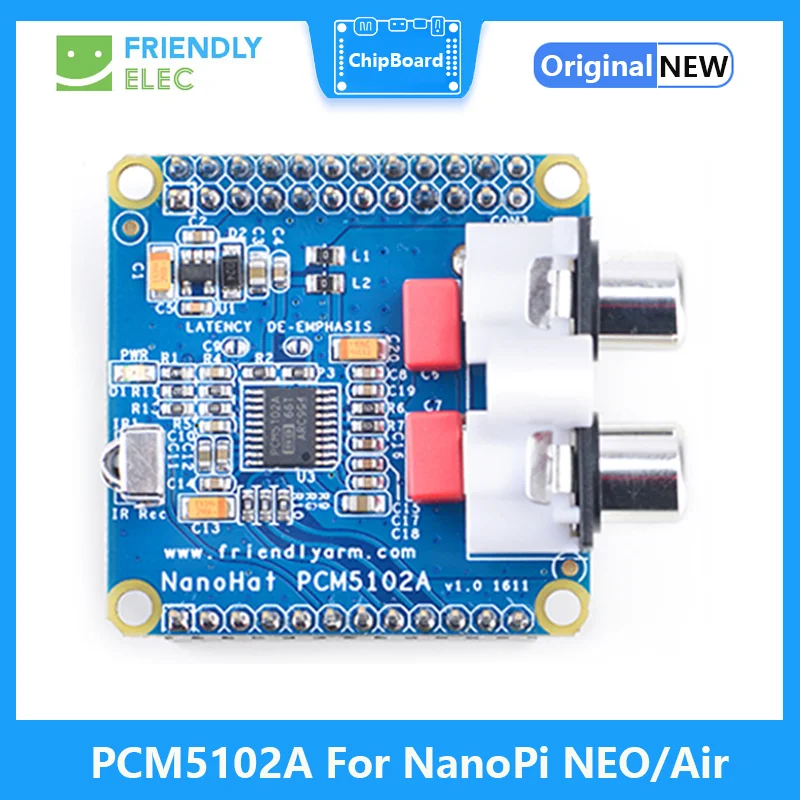 Friendlyelec Nanohat Pcm5102A, Chip Audio Dac E Ns' A Basso Rumore, 384Khz 32Bit Compatibile Con Nanopi Neo/Neo Air