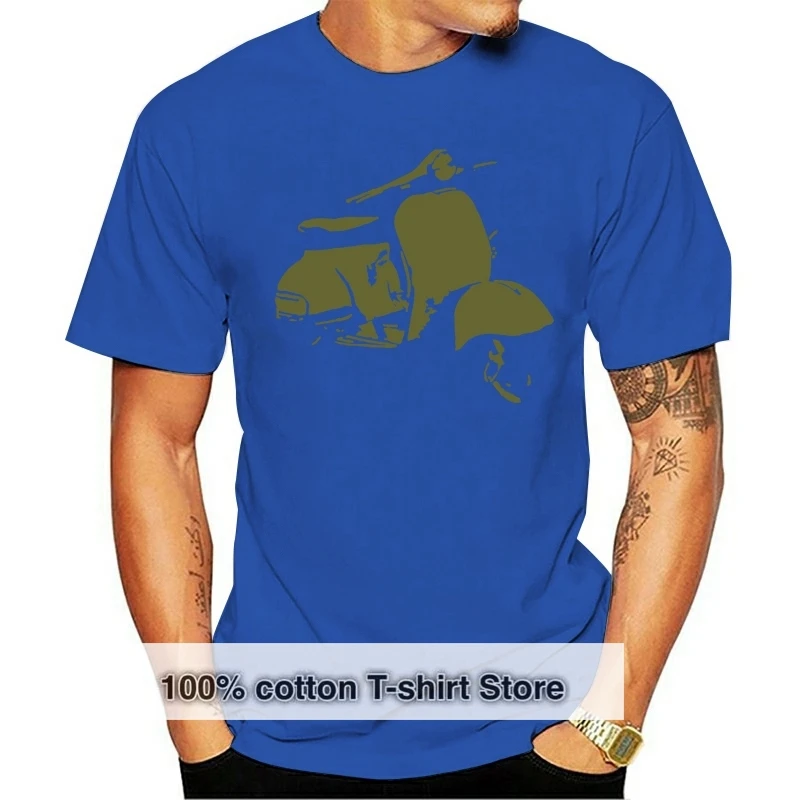 

100% Cotton O-neck Custom Printed Tshirt Men T shirt Scooter olive Women T-Shirt