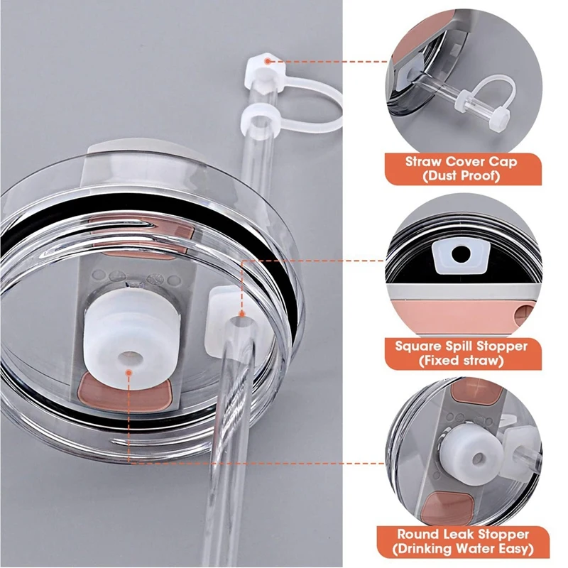 18 PCS Spill Stopper Set Straw Cover Spill Stopper Silicone For Stanley Quencher H2.0 Flowstate Tumbler 40Oz 30Oz