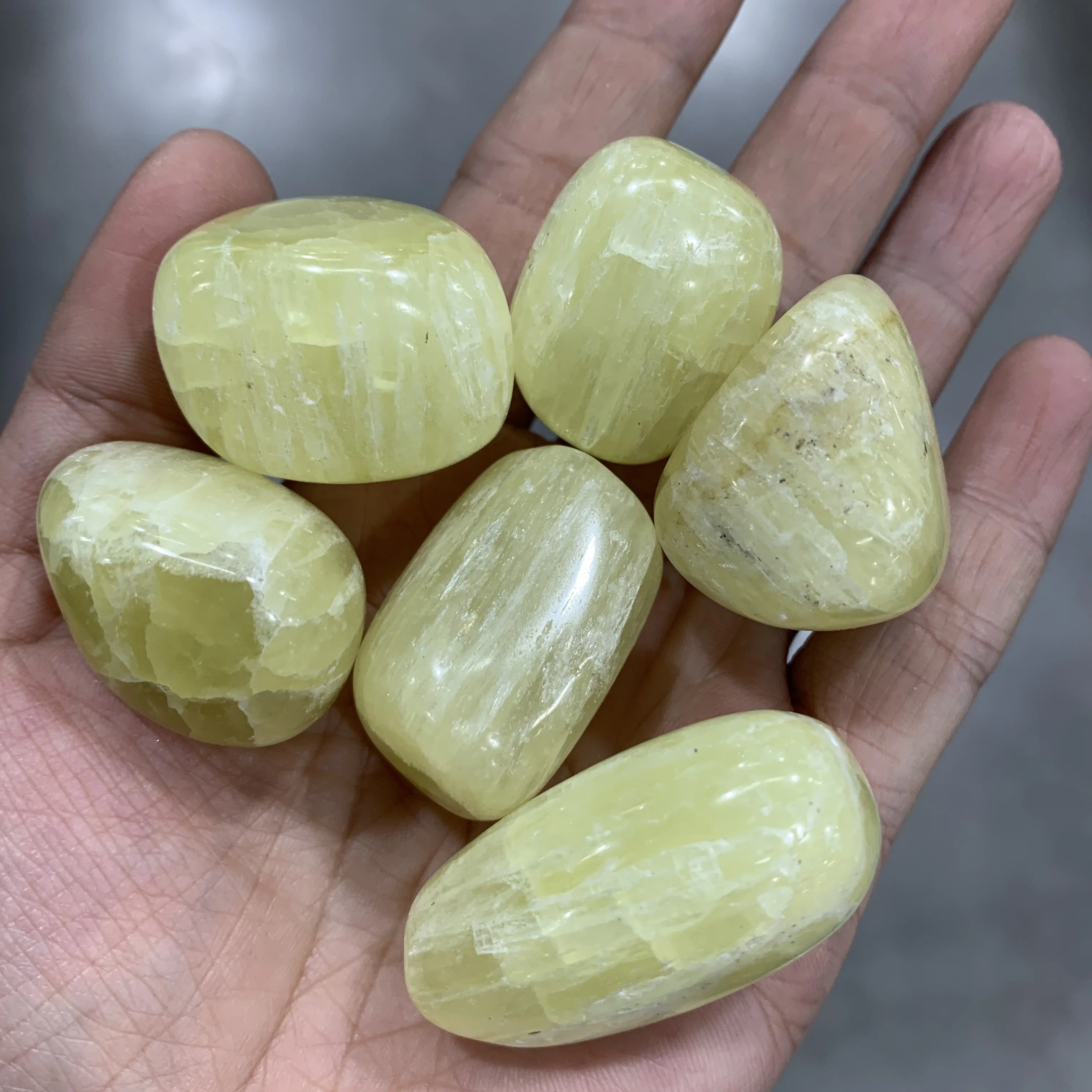 

Natural Polished lemon yellow calcite Tumbled Reiki Chakra Healing