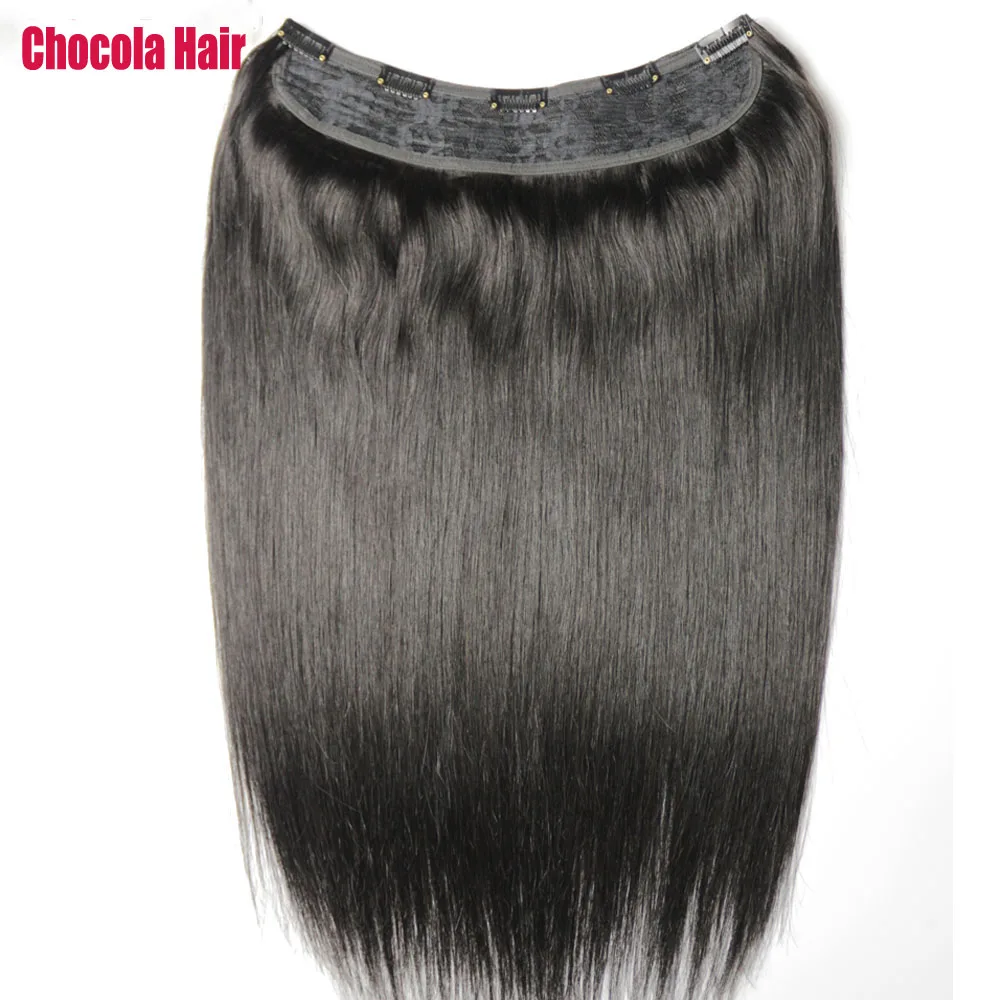 Chocala 16"-28" 100g-220g One Piece U Set With 5 Clips In Clip in Human Hair Extensions