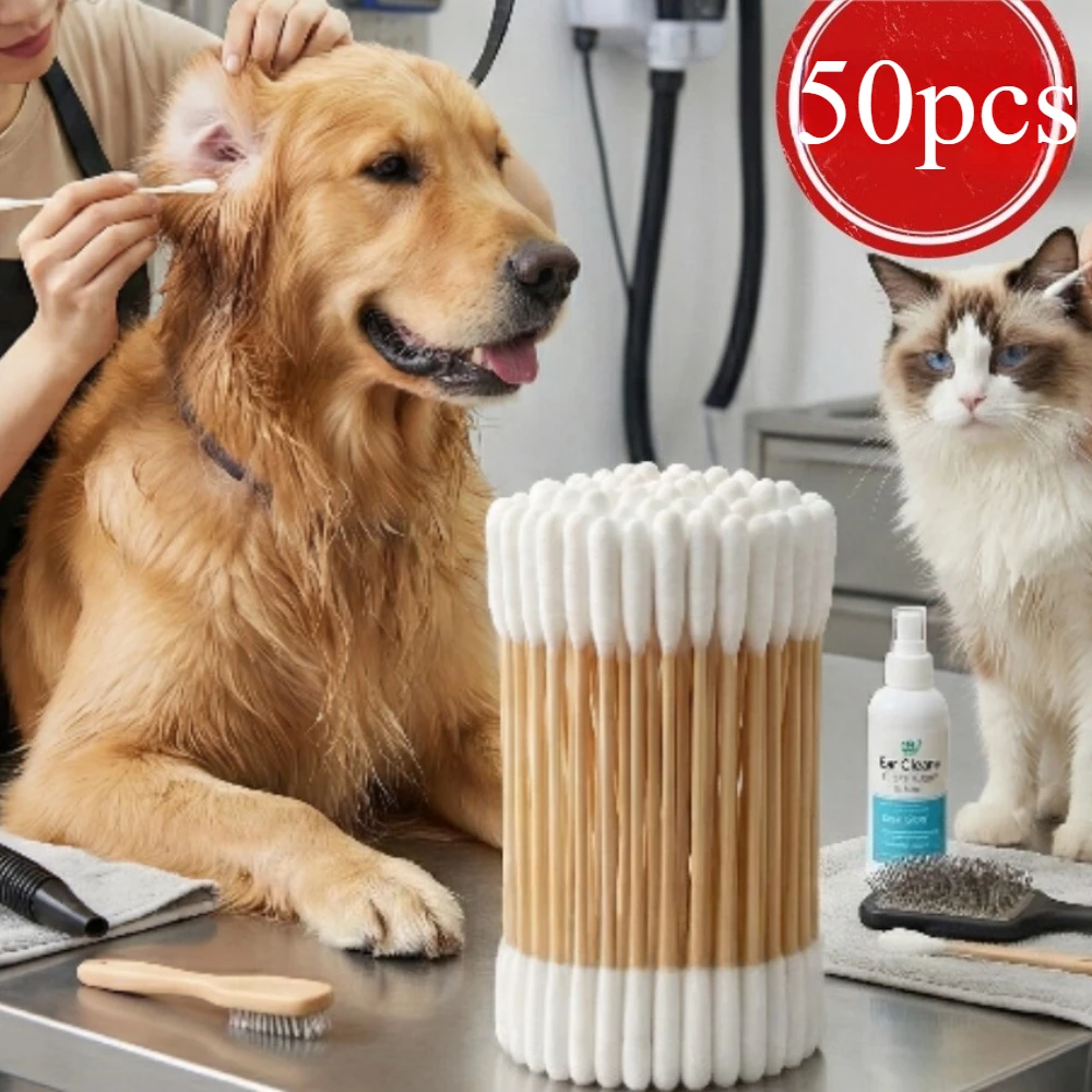 12/15cm Long Cotton Swabs ProfessionalCat Cotton Swabwith Bamboo Double Sided Dog Ear Swabs -Specially Designed Big Cotton Swabs 2