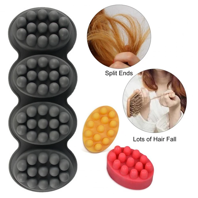 BABORUI 8 Cavities Soap Molds, 2 Packs Massage Soap Molds Silicone Shapes,  3D Hair Comb Ice Mold, Unique Hair Brush Molds Silicone for DIY Hair Masks