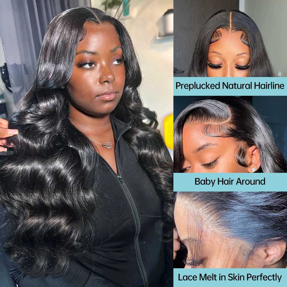 200% High Density Body Wave 360 Full Lace Wig Human Hair Pre Plucked 13X4 13X6 HD Lace Frontal Wigs For Women 30 32 34 Inch