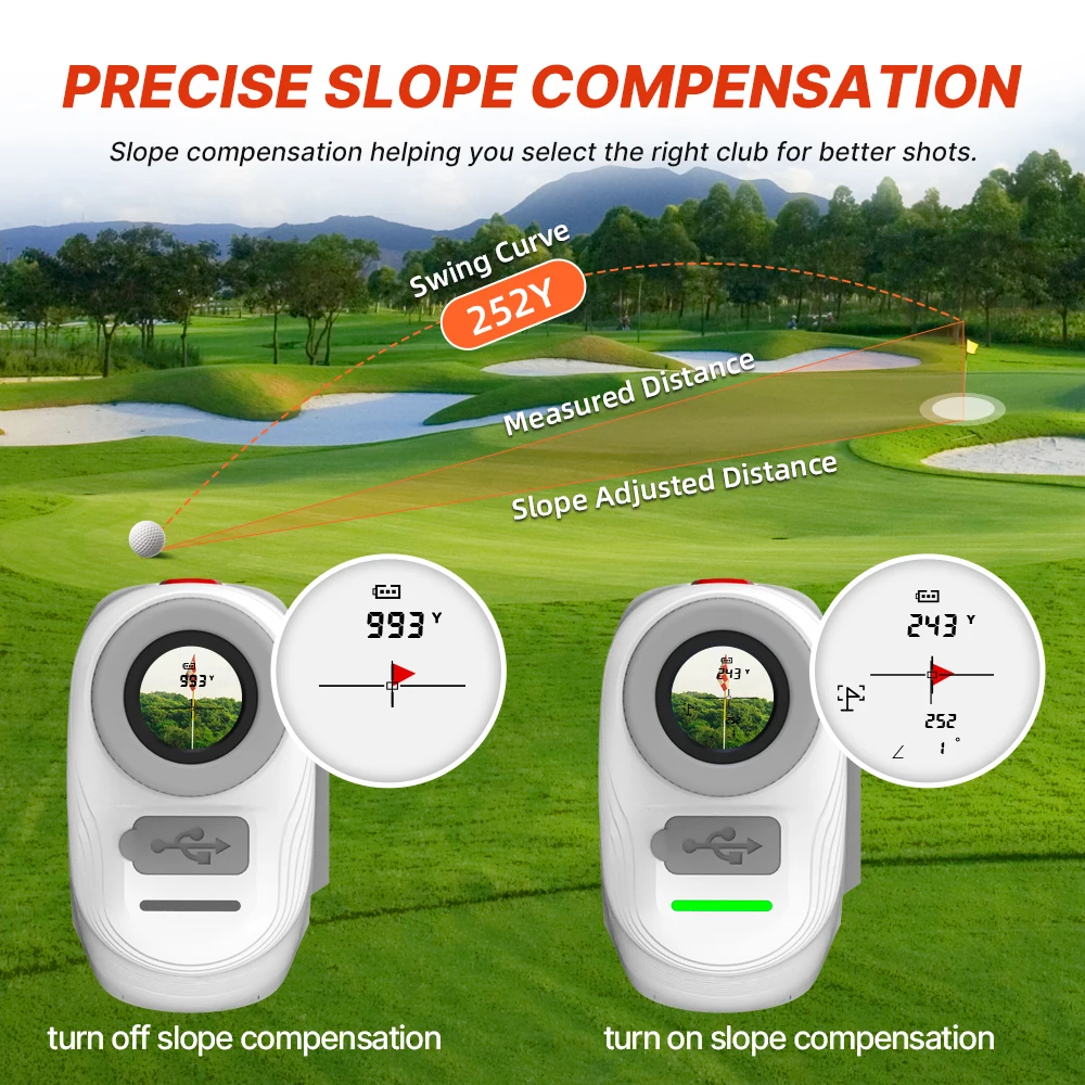 Golf Rangefinder with Slope Compensation 1000 Yards Laser Range Finder Golf Flag