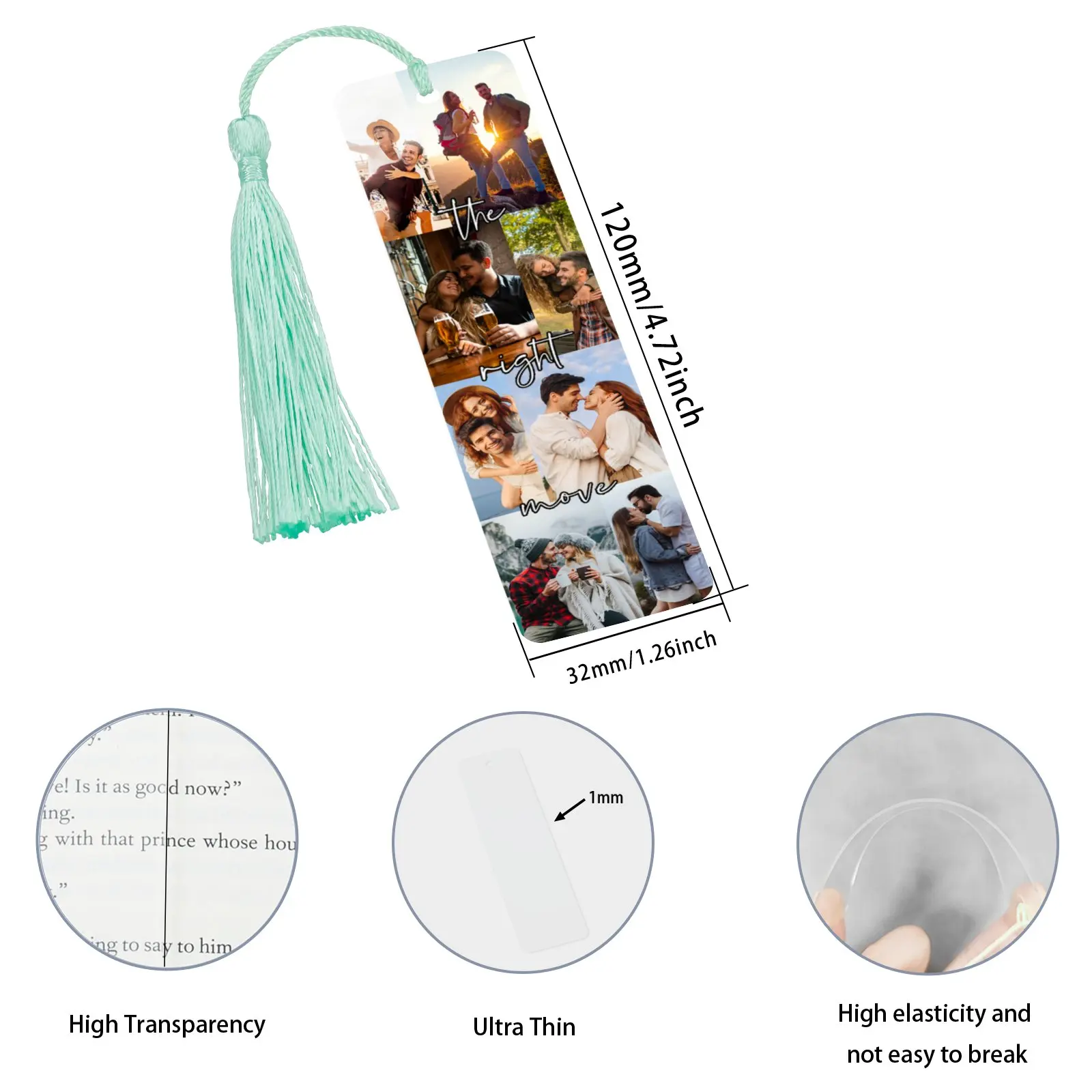 Bookmarks Personalized HD Print Photo Acrylic Transparent For Birthday Anniversary Gift Couple Friend
