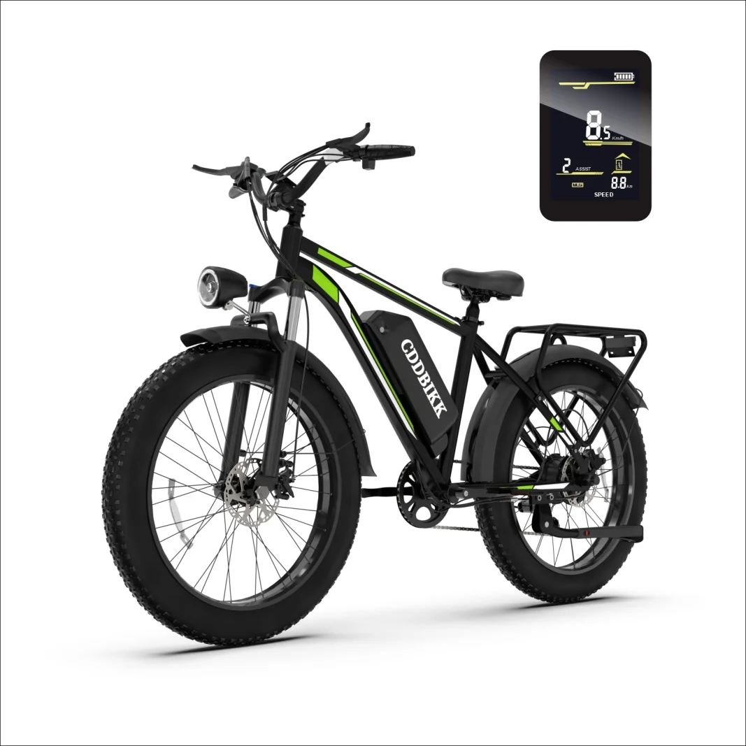 Electric Bicycle F26 1000W Motor 48V 15AH Removable Battery 26Inch Fat Tire Adult City Commuter Trail Bike Belt APP Beach EBIKE