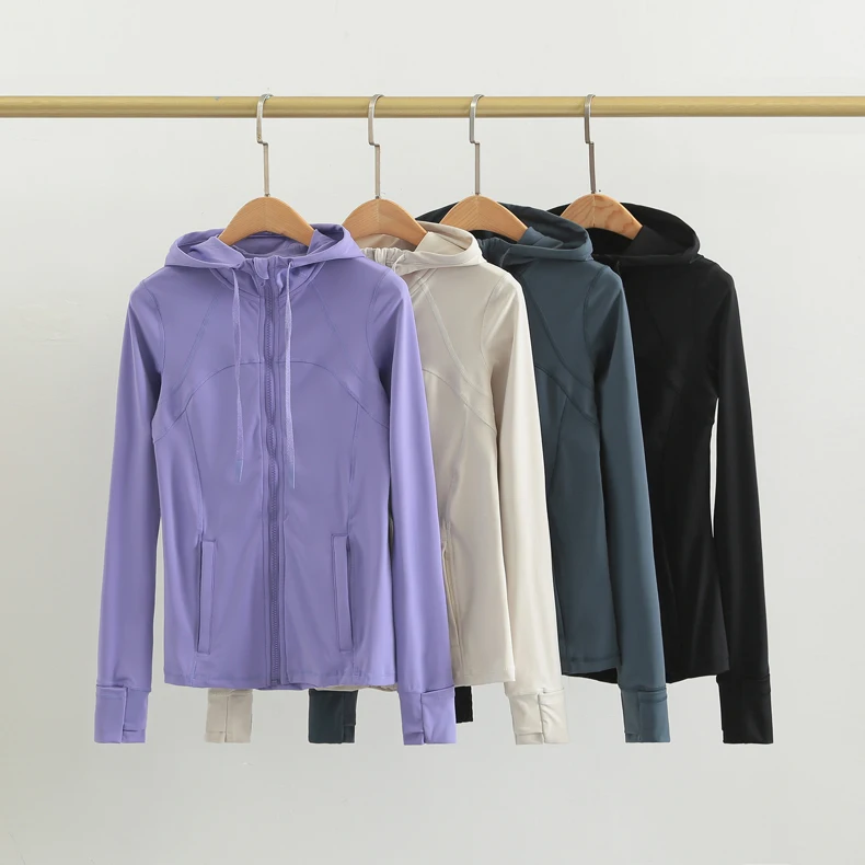 

Yoga suit jacket women's top hooded sports jacket fitness running tight zippered cardigan long sleeved autumn and winter